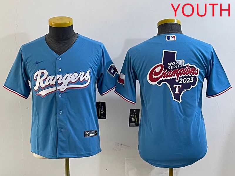 Youth Texas Rangers Blank Light Blue Game 2025 Nike MLB Jersey style 3->youth mlb jersey->Youth Jersey